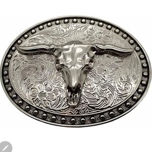 Western long horn steer bull rodeo belt buckle approximately 3.5"